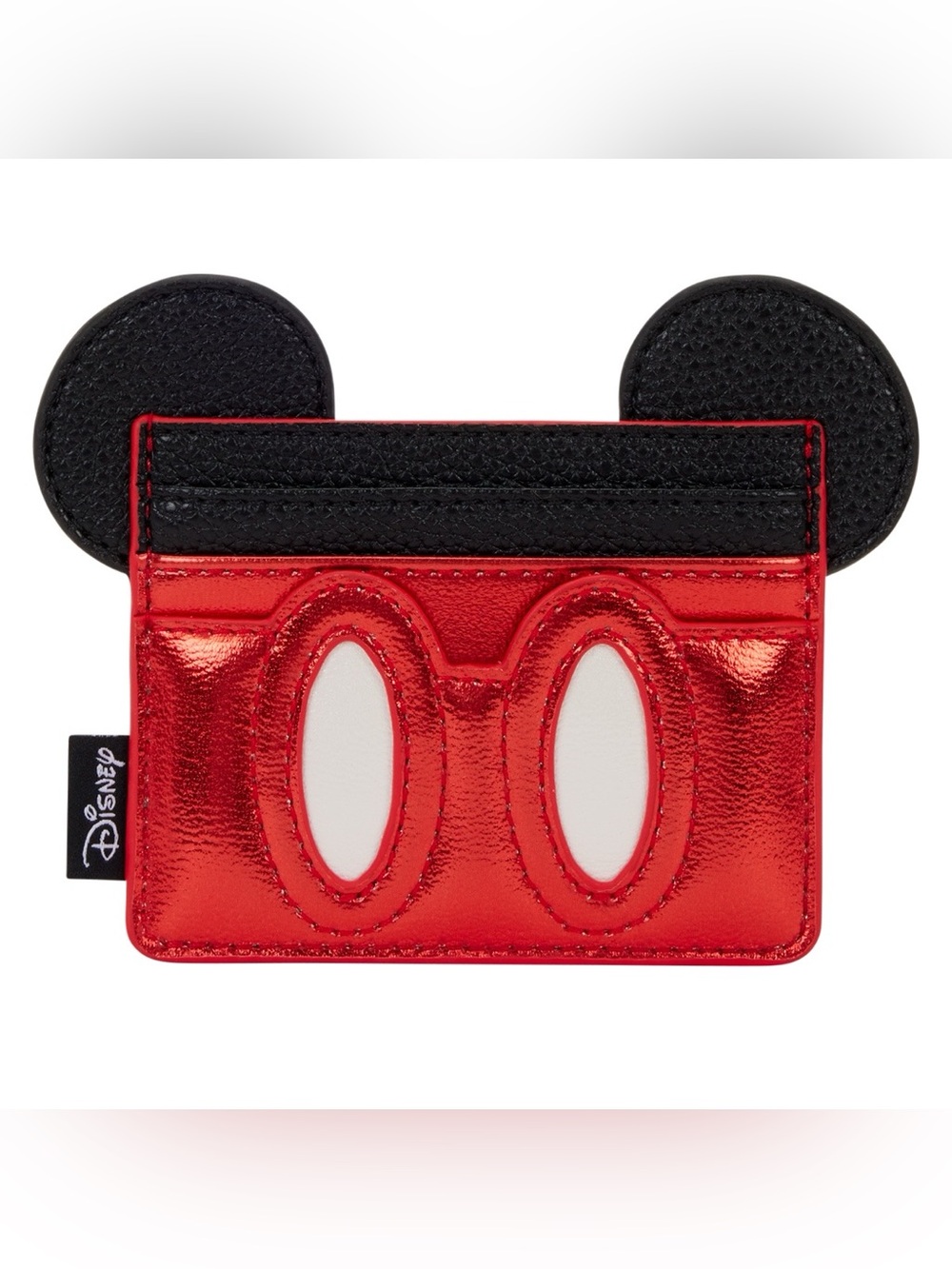 Loungefly Disney Mickey Mouse Cosplay Ears Metallic Red Black Cardholder Wallet